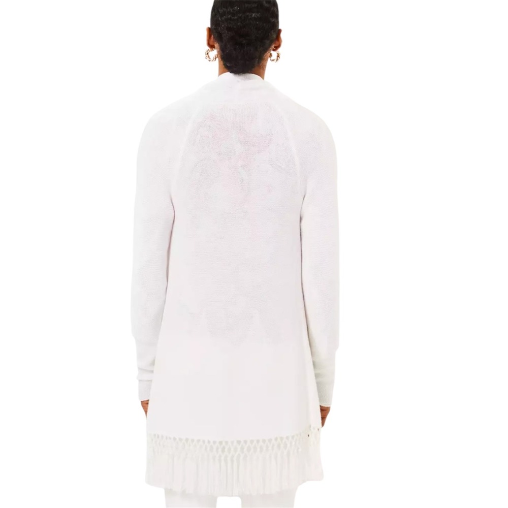 Lilly Pulitzer Tatum Fringe Cardigan Sweater White Open XL - Picture 2 of 10